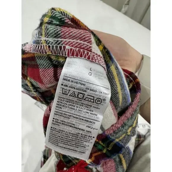 Old Navy Plaid Flannel Drawstring Cotton Pajama Pants- Size Large - Picture 5 of 7